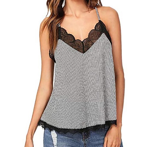 

Women's Visual Deception Lace Backless Tank Top Daily Strap Gray