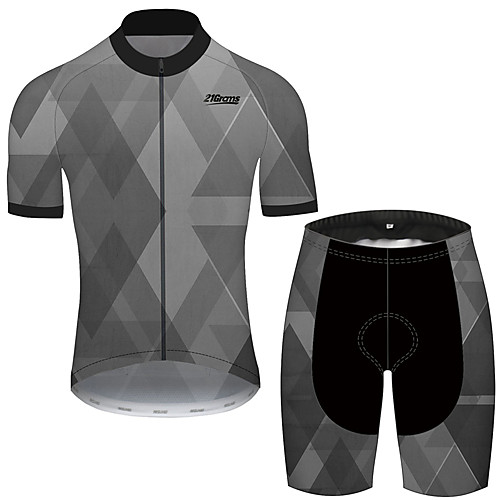 

21Grams Men's Short Sleeve Cycling Jersey with Shorts Dark Grey Plaid / Checkered Geometic Bike Clothing Suit UV Resistant Breathable Quick Dry Sweat-wicking Sports Plaid / Checkered Mountain Bike