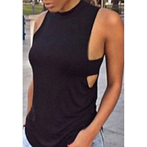 

Women's Daily Cotton Tank Top - Solid Colored Criss Cross Black