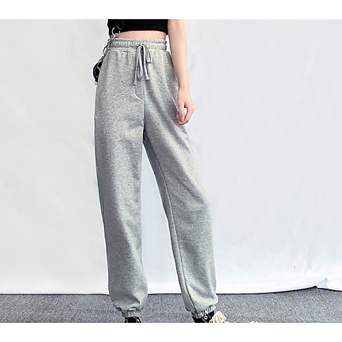 

Women's Basic Jogger Pants - Solid Colored Black Gray S M L