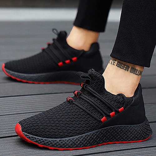 

Men's Spring & Summer Casual Daily Trainers / Athletic Shoes Mesh Black / Red / Black / Gray