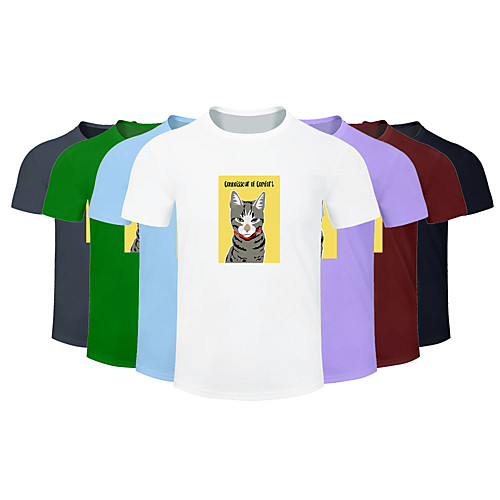 

Men's Women's Cotton Running T-Shirt Workout Shirt Round Neck Running Active Training Jogging Breathable Quick Dry Moisture Wicking Sportswear Cat Plus Size Tee / T-shirt Top Short Sleeve Activewear