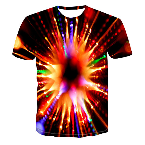 

Men's Club Weekend Street chic / Punk & Gothic T-shirt - Color Block / 3D / Abstract Print Rainbow