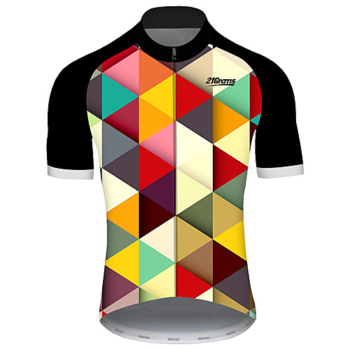 

21Grams Men's Short Sleeve Cycling Jersey 100% Polyester Black / Yellow Plaid / Checkered Patchwork Gradient Bike Jersey Top Mountain Bike MTB Road Bike Cycling UV Resistant Breathable Quick Dry