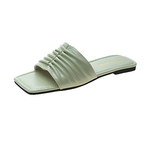 

Women's Slippers & Flip-Flops 2020 Flat Heel Open Toe PU Classic / Minimalism Spring & Fall / Spring & Summer Yellow / Green / Brown