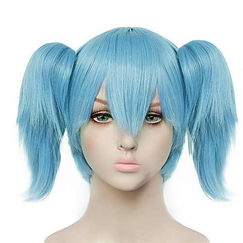 

Assassination Classroom Ariel Cosplay Wigs Women's Side bangs 8 inch Heat Resistant Fiber kinky Straight Blue Blue Anime