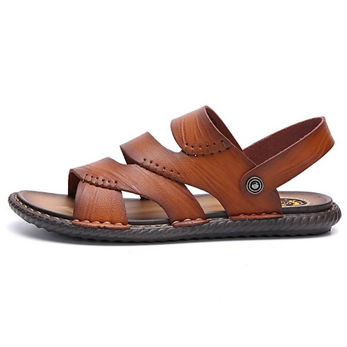 

Men's PU Summer Sandals Non-slipping Yellow / Khaki / Brown