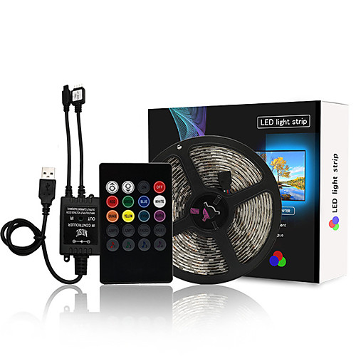 

1set 5050 RGB USB Led Strip Set With 20Key RF Remote Led Music Controller USB Tiktok LED Strip Lights For TV Background Lamp Ribbon Led Tape