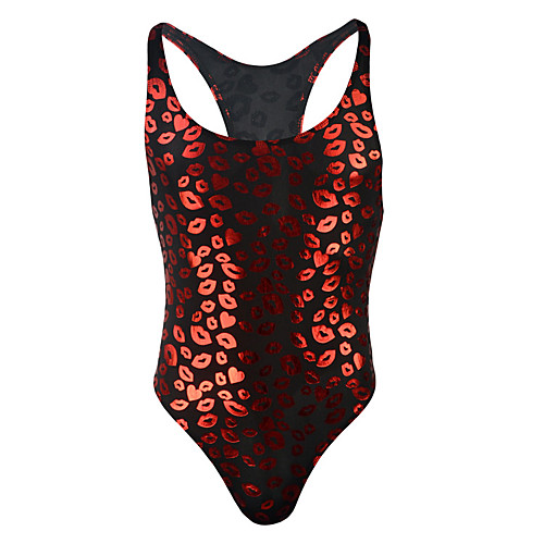 

Men's Seamed Underbust Corset - Lip Print Red Gold One-Size