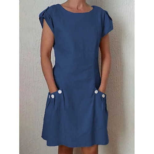 

Women's Wine Orange Dress Elegant Summer Holiday Home Shift Solid Color S M