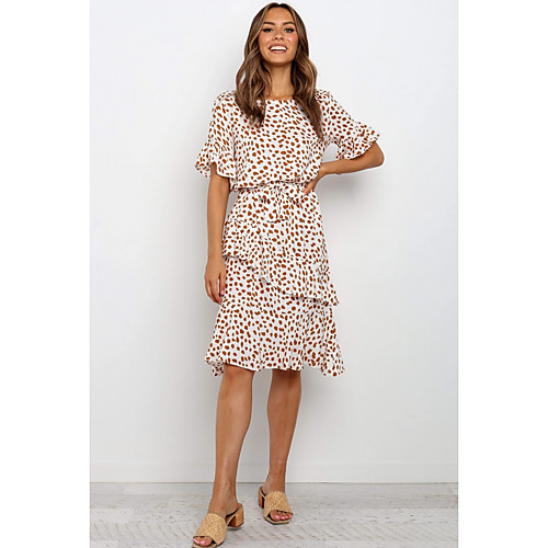

Women's Khaki Dress A Line Leopard S M