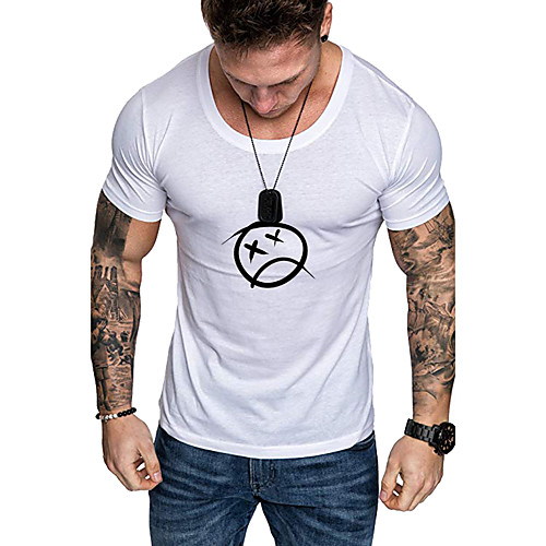 

Men's Daily Sports Business / Basic T-shirt - Solid Colored Black & White, Print Yellow