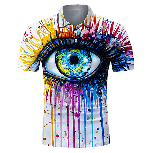 

Men's Club Weekend Rock / Exaggerated Polo - 3D / Abstract / Eye Print Rainbow