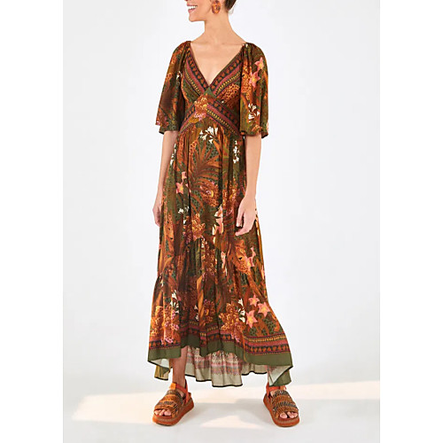 

Women's Brown Dress Sundress Floral M L