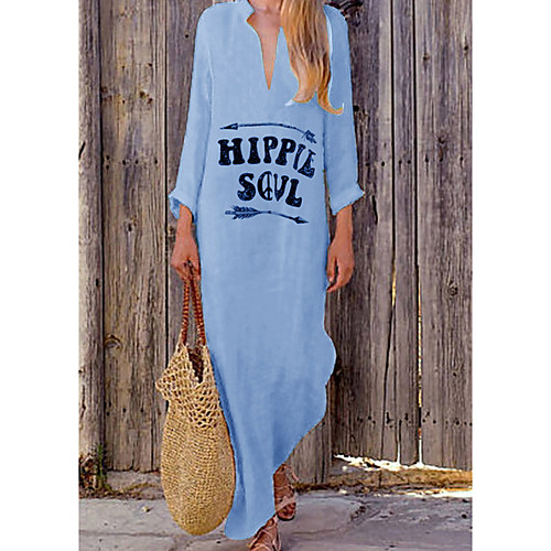 

Women's Yellow Khaki Dress Daily Loose Letter S M