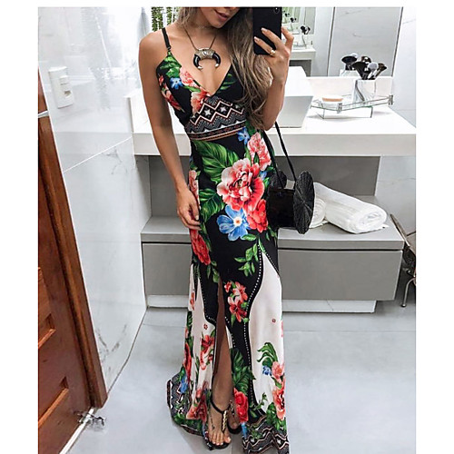 

Women's Black Dress Sheath Floral S M
