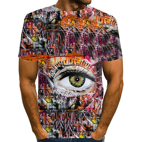 

Men's Daily Weekend Basic / Exaggerated T-shirt - Color Block / Rainbow / Abstract Print Rainbow