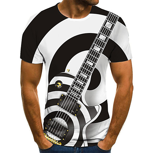 

Men's Daily Going out Street chic / Exaggerated T-shirt - Geometric / 3D / Graphic Pleated / Print Rainbow