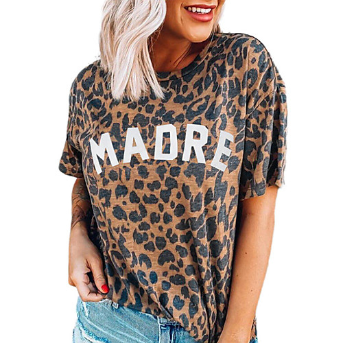 

Women's Daily T-shirt - Leopard Light Brown