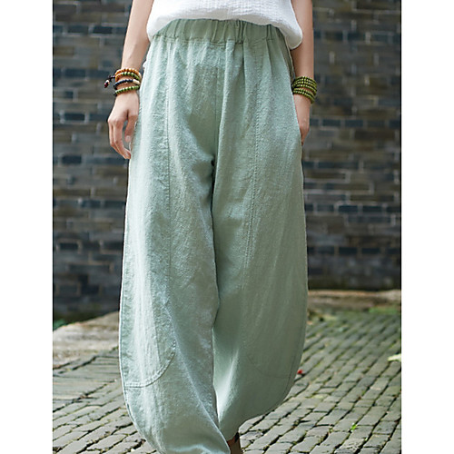 

Women's Basic Bloomers Pants - Solid Colored Green White Beige One-Size