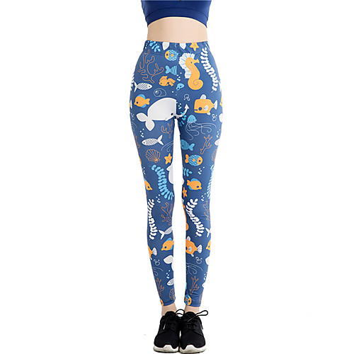 

Women's Sports / Yoga Sporty / Basic Legging - Print / Color Block, Print Mid Waist Dusty Blue One-Size