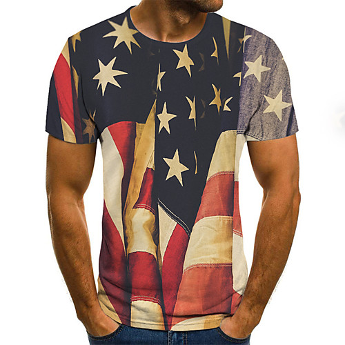 

Men's 3D Print Slim T-shirt Daily Round Neck Blue / Short Sleeve