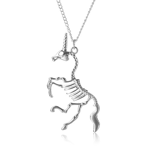 

Men's Women's Pendant Necklace Unicorn Fashion Hippie Chrome Silver 46 cm Necklace Jewelry For Daily Carnival Club