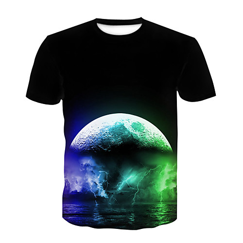 

Men's Daily Sports Basic T-shirt - Galaxy / Color Block / 3D Print Rainbow