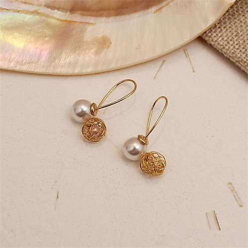 

Women's Drop Earrings Hollow Out Fashion Stylish Imitation Pearl Earrings Jewelry Gold For Gift Date 1 Pair