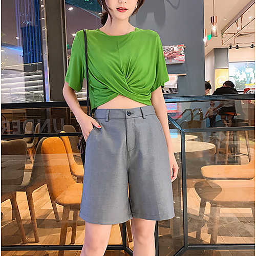 

Women's Basic Shorts Pants - Solid Colored Black Gray S M L