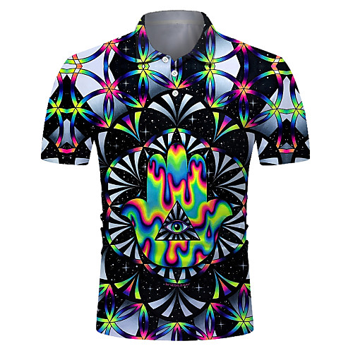 

Men's Club Weekend Rock / Exaggerated Polo - Color Block / 3D / Abstract Print Rainbow
