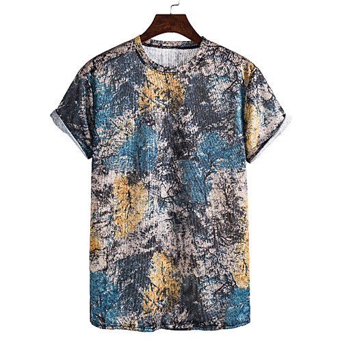 

Men's Graphic T-shirt Daily Round Neck Blue / Short Sleeve