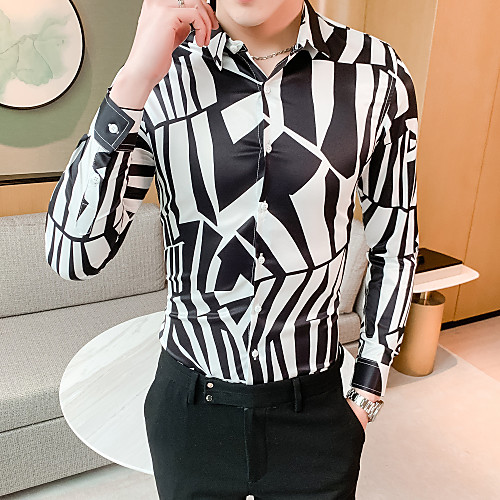

Men's Going out Weekend Elegant / Rock Shirt - Geometric Black