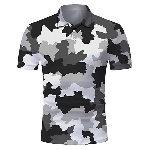 

Men's Club Weekend Rock / Exaggerated Polo - Color Block / 3D / Camo / Camouflage Print Gray