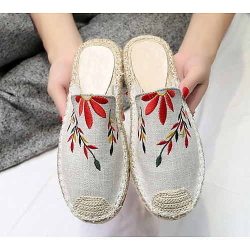 

Women's Slippers & Flip-Flops Flat Heel Round Toe Canvas Summer Blue / White