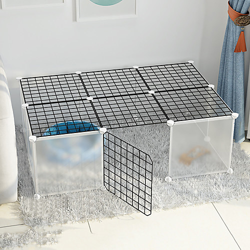 

Dog Playpen Play House Fence Systems Foldable Washable Durable Free Standing Metal Black 16pcs