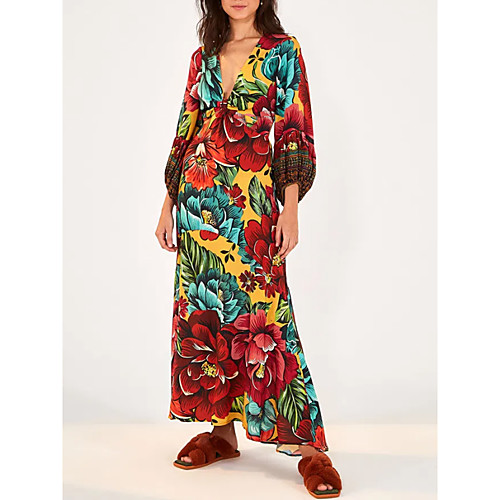 

Women's Red Dress A Line Floral M L