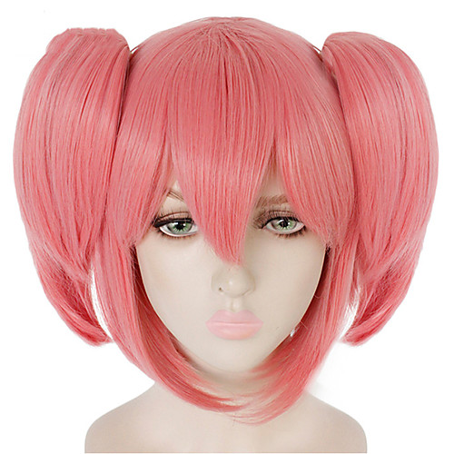 

Puella Magi Madoka Magica Madoka Kaname Cosplay Wigs Women's With 2 Ponytails 12 inch Heat Resistant Fiber kinky Straight Pink Pink Anime