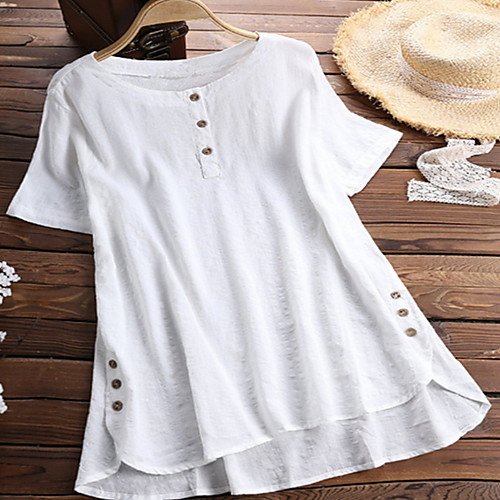 

Women's Solid Colored Loose Blouse Daily Wine / White / Navy Blue
