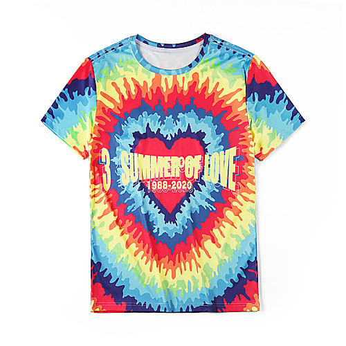 

Men's 3D Tie Dye Print T-shirt Basic Daily Weekend Round Neck Rainbow