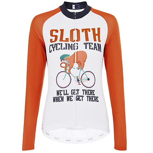 

21Grams Animal Sloth Men's Long Sleeve Cycling Jersey - Red / White Bike Jersey Top UV Resistant Breathable Quick Dry Sports Winter Fleece 100% Polyester Mountain Bike MTB Road Bike Cycling Clothing