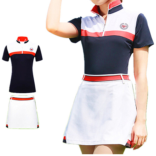 

Women's Skirt Tee / T-shirt Clothing Suit Short Sleeve Running Golf Workout Athleisure Outdoor Autumn / Fall Spring Summer / Cotton / Micro-elastic / Breathable