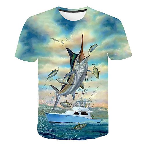 

Men's Daily Basic / Street chic T-shirt - Geometric / 3D Print Blue