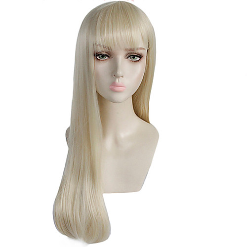 

GAGA LADY Cosplay Wigs Women's Straight bangs 26 inch Heat Resistant Fiber kinky Straight Blonde Blonde Anime