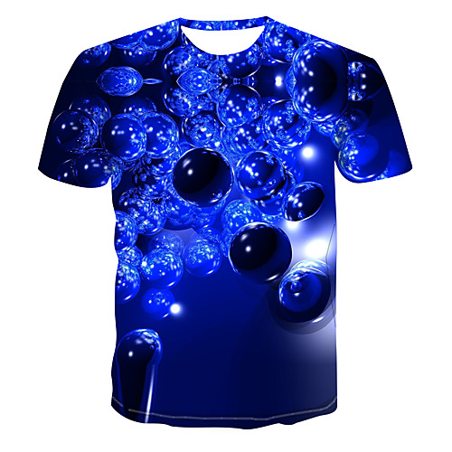 

Men's Color Block 3D Print T-shirt Street chic Punk & Gothic Club Weekend Round Neck Royal Blue / Short Sleeve