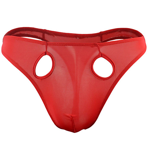 

Men's Cut Out G-string Underwear - Normal Low Waist Red White One-Size