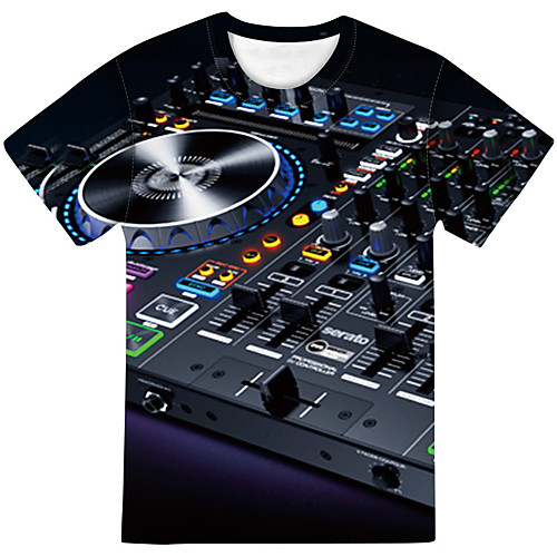 

Men's Daily Going out Street chic / Exaggerated T-shirt - Color Block / 3D / Abstract Black
