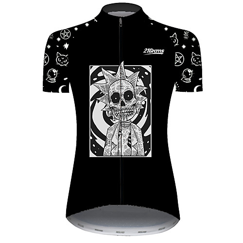 

21Grams Women's Short Sleeve Cycling Jersey Black / White Bike Jersey Top Mountain Bike MTB Road Bike Cycling UV Resistant Breathable Quick Dry Sports Clothing Apparel / Stretchy