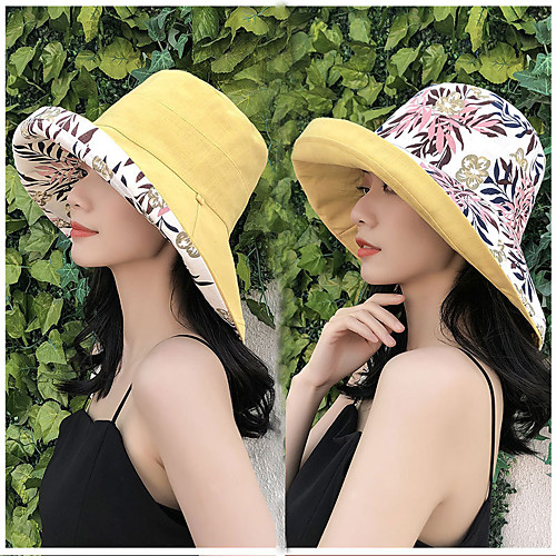 

Hiking Hat Fishing Hat Fisherman Hat Hat 1 PCS Portable Sunscreen UV Resistant Breathable Floral / Botanical Cotton Autumn / Fall Spring Summer for Women's Camping / Hiking Hunting Fishing Yellow