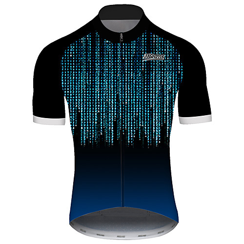 

21Grams Men's Short Sleeve Cycling Jersey Black / Green Stripes Bike Jersey Top Mountain Bike MTB Road Bike Cycling UV Resistant Breathable Quick Dry Sports Clothing Apparel / Stretchy / Race Fit